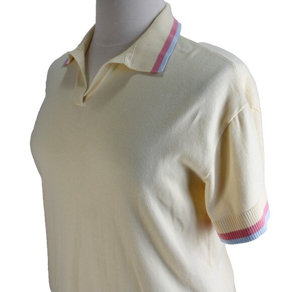 Lands End Polo Shirt Womens Size 1X Yellow Sweater Knit Short Sleeve Cotton Top - Picture 4 of 7